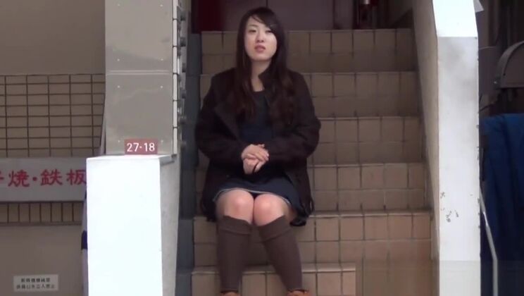 Classy oriental tart in public place
