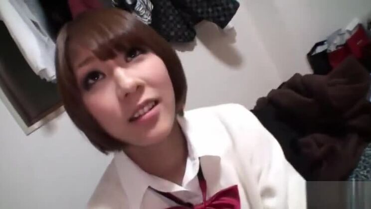 Handsome flat chested oriental lady in amazing fingering porn performance