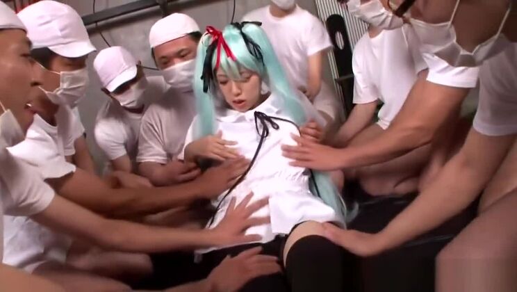 Racy oriental lady fucking in gangbang