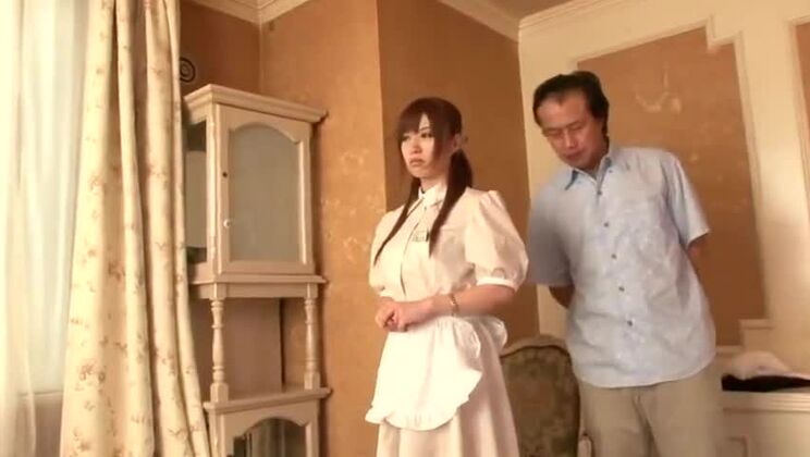 Tempting Japanese tart performing in a group sex