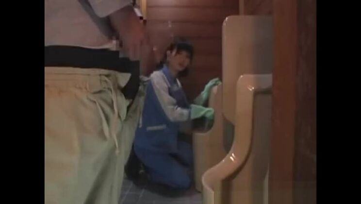 Real real asian maintenance worker walks part1