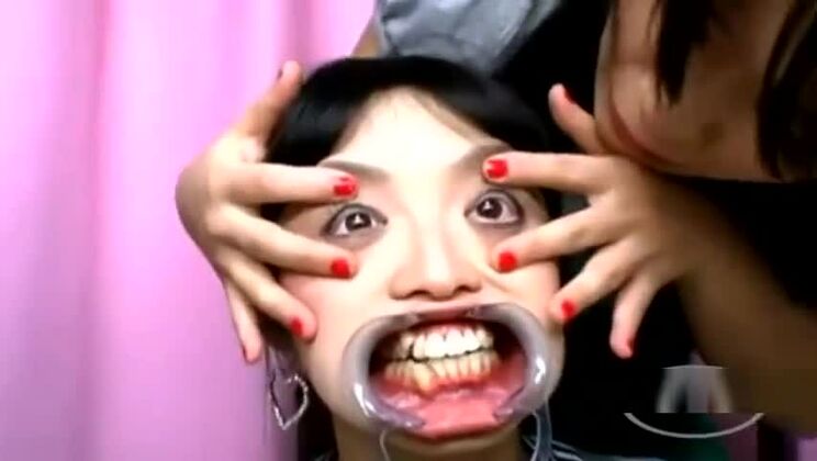 Asian Girl Gag In Mouth Getting Her Teeths Licked Nose Tortured With Hooks