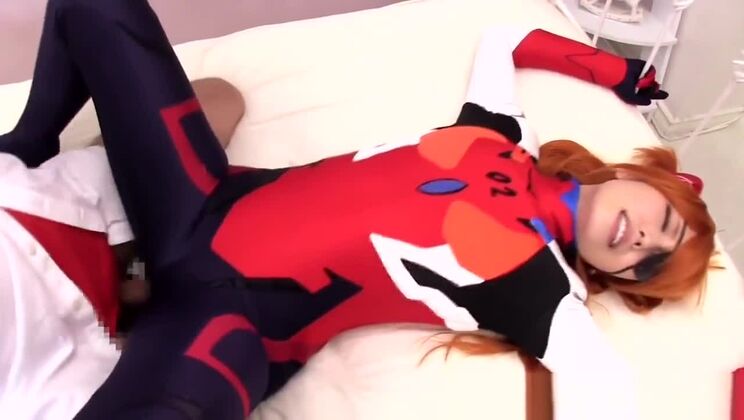 Japanese cosplay redhead cocksucks before sex