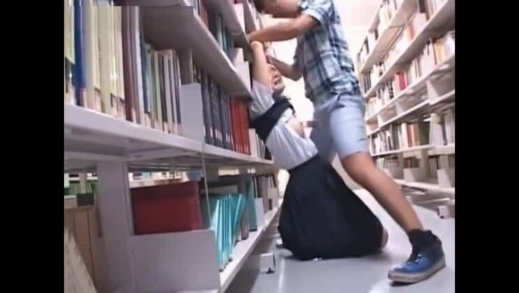 Asian schoolgirl tit fucked hardcore in the library