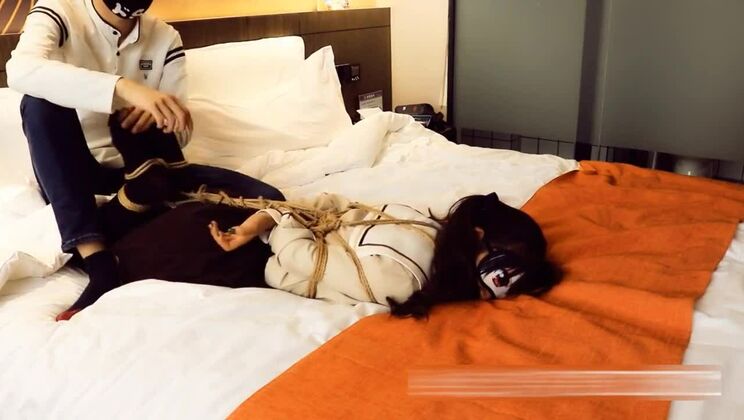 Twintail girl bondage and ball gagged