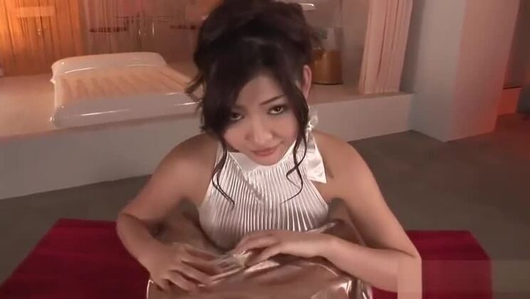 Japanese milf gives a pleasuring blowjob to a dick